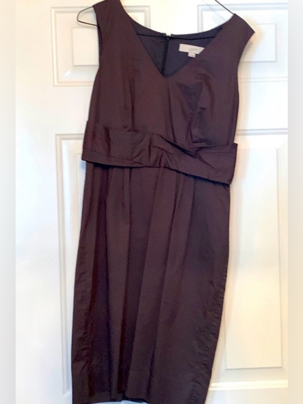 ANN TAYLOR LOFT Cotton Sheath Dress 6 Charcoal Sleeveless Classic Lagenlook